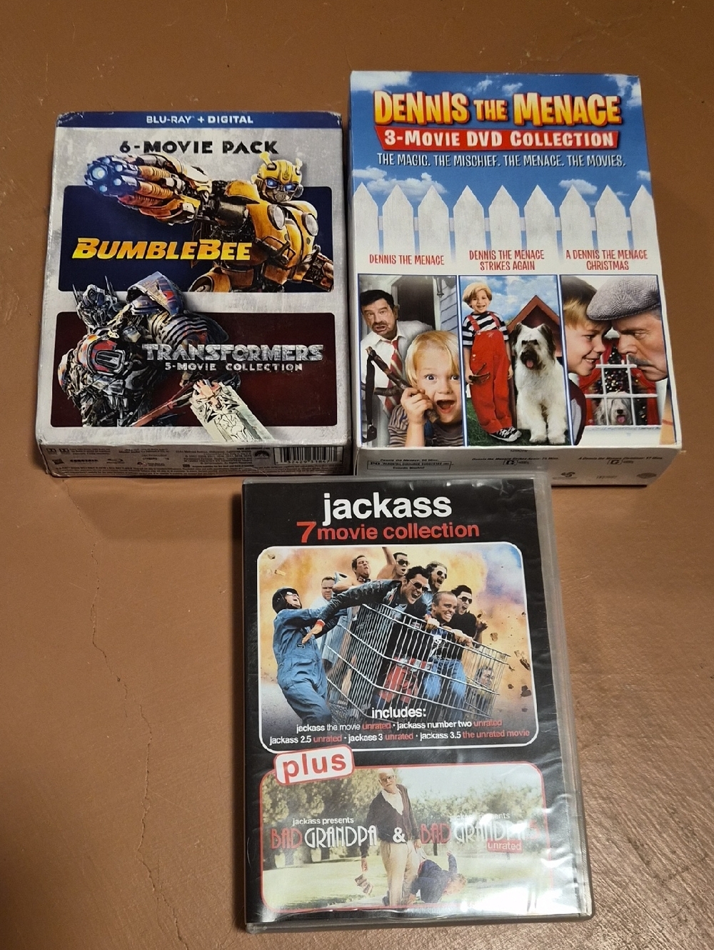 Mixed DVD Movie Collections - Bumblebee, Dennis The Menace, Jackass